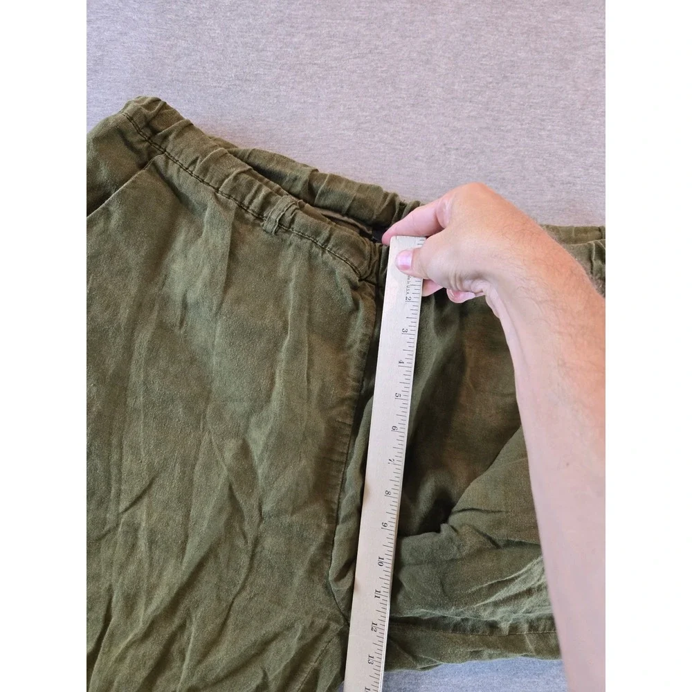 Quince Pants Women XL Olive Green 100% European Flax Linen Tapered Relax Stretch